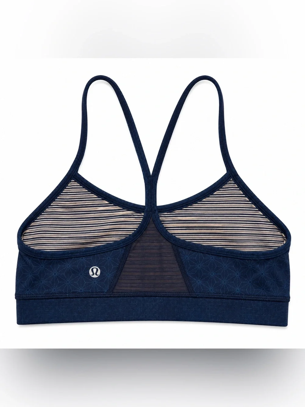 Lululemon Flow Y Bra IV Sashico Star Cross Inkwell Rugged Blue Size 6